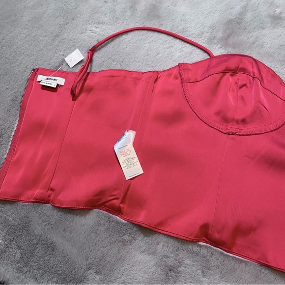 NWT Jason Wu Satin Bustier Corset Top Tank Zipper Pink Red Structured Sleeveless - Picture 11 of 11